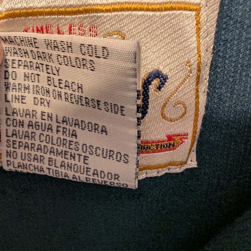 Vintage Tickets Brand Women's Long Sleeve Datk Teal Corduroy Dress Sz 15/16 - Picture 4 of 5
